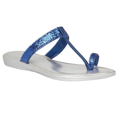 Blue glitter 'Candida' toe post sandals